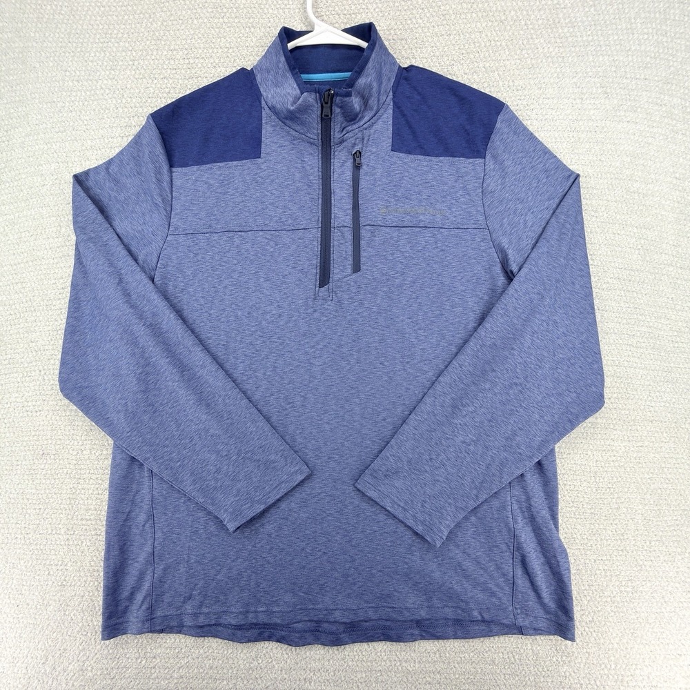 Vineyard Vines On The Go Shep Shirt Mens Large Blue 1/4‎ Zip Performance Stretch